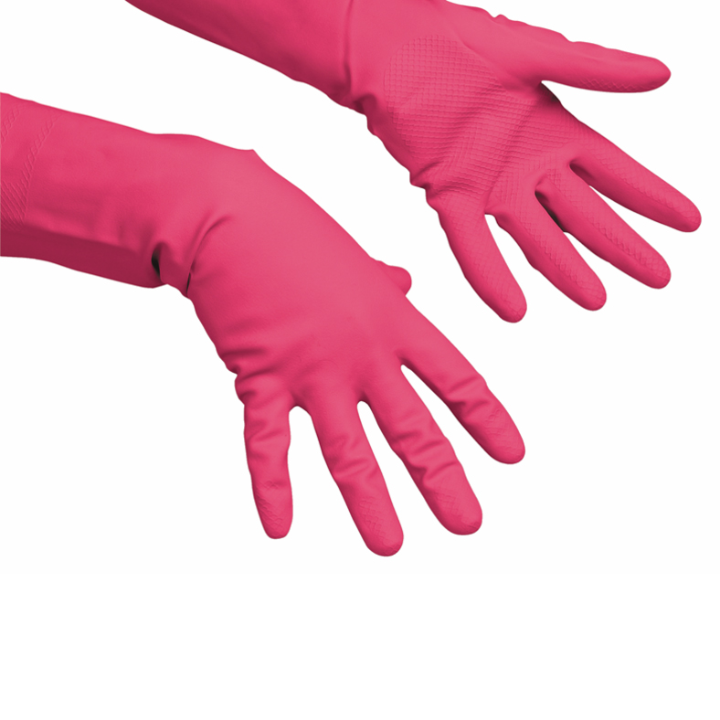 Vileda Γάντια Latex Πολλαπλών Χρήσεων  Κόκκινα Large