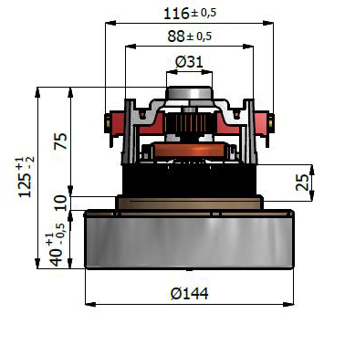 Μοτέρ Σκόνης 230V/1200W Με 1 Φτερωτή